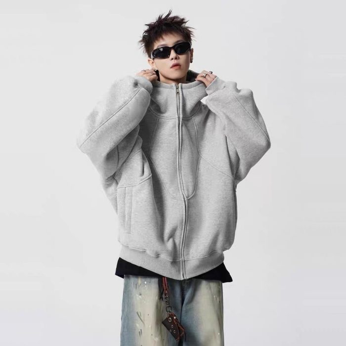Unisex Deconstructed Hoodie - Heavyweight Patchwork Streetwear - Image 2