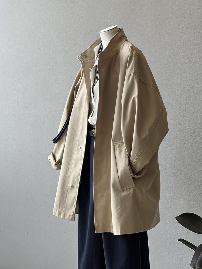 Women's 2025 Stand-Collar Trench Coat - Japanese Workwear Inspired - Image 2
