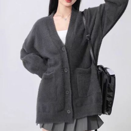 Women's Plush Faux Fur Cardigan - Oversized Loungewear Coat