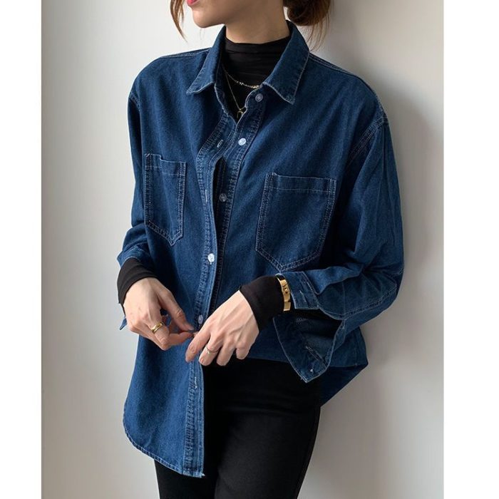 Women's 2025 Denim Utility Shirt - Oversized Layering Piece - Image 3