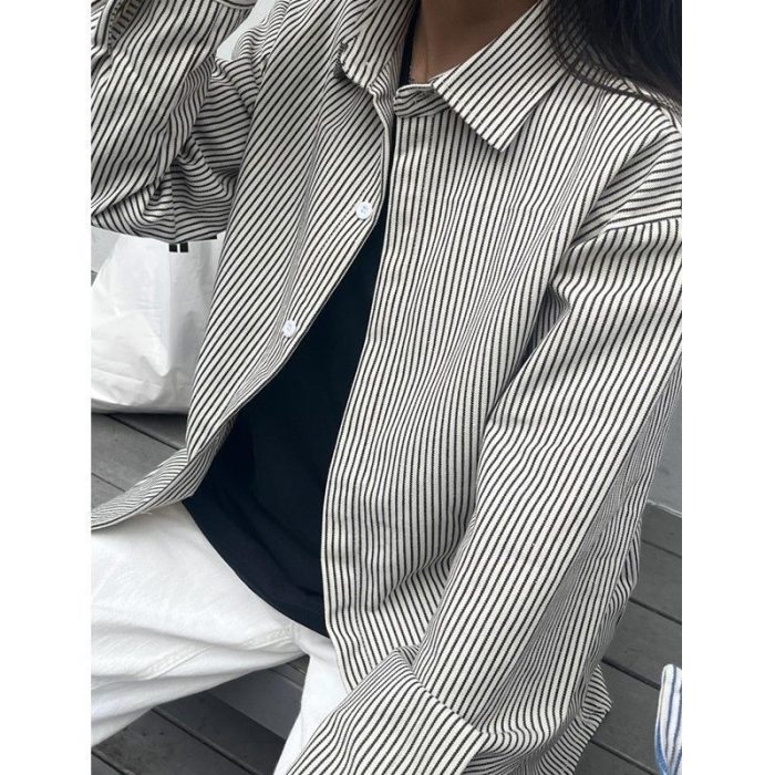 Unisex Heavyweight Oversized Shirt - Retro Stripe - Image 3