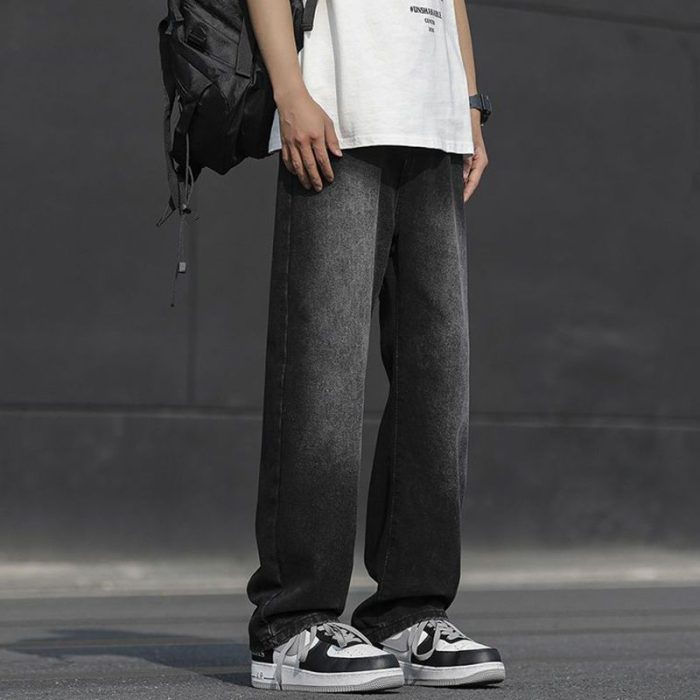 Men's Retro Straight Leg Jeans - Vintage Washed & Relaxed Fit - Image 2