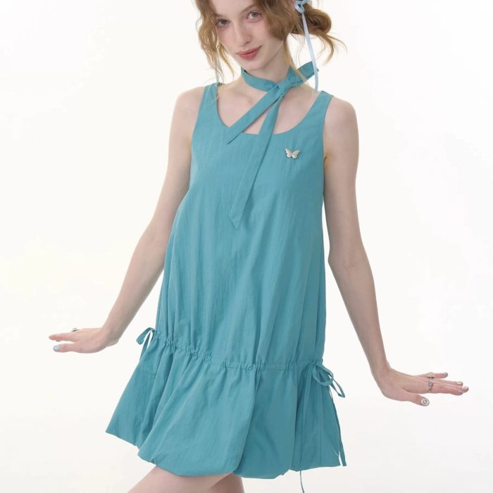 Women's 2025 Tiered Ruffle Hem Slip Dress - Petite Sizing - Image 2