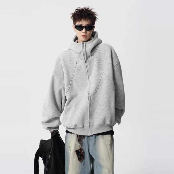 Unisex Deconstructed Hoodie - Heavyweight Patchwork Streetwear - Image 3