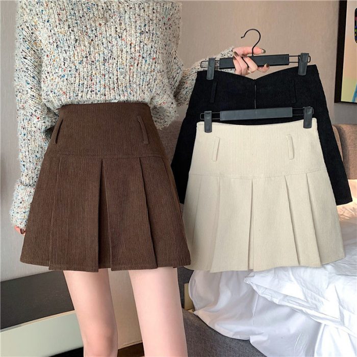 Women's 2025 Corduroy Mini Skirt - High-Waisted Pleated Design - Image 4