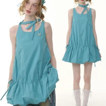 Women's 2025 Tiered Ruffle Hem Slip Dress - Petite Sizing