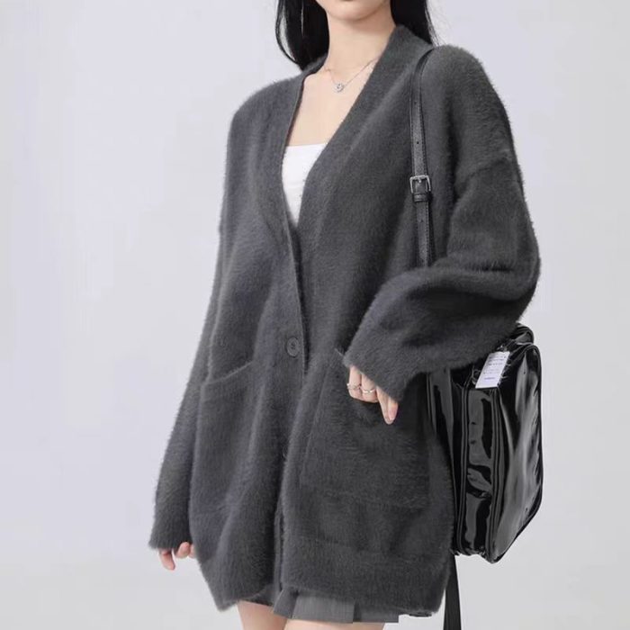 Women's Plush Faux Fur Cardigan - Oversized Loungewear Coat - Image 3