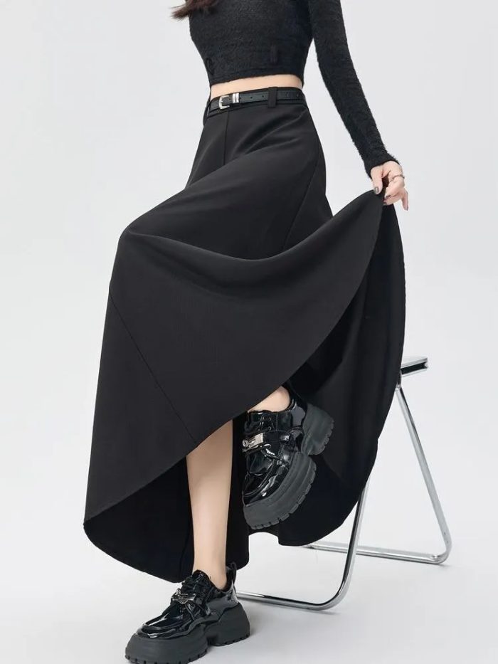 Women's 2025 High-Waisted Pleated Midi Skirt - Elegant A-Line Silhouette - Image 3