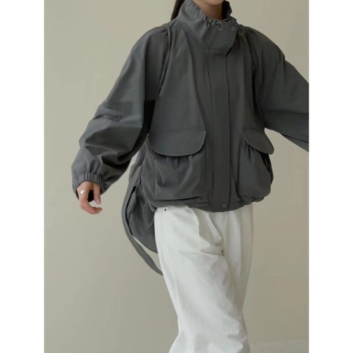 Women's Oversized Utility Jacket - Retro Boyish Fit - Image 3