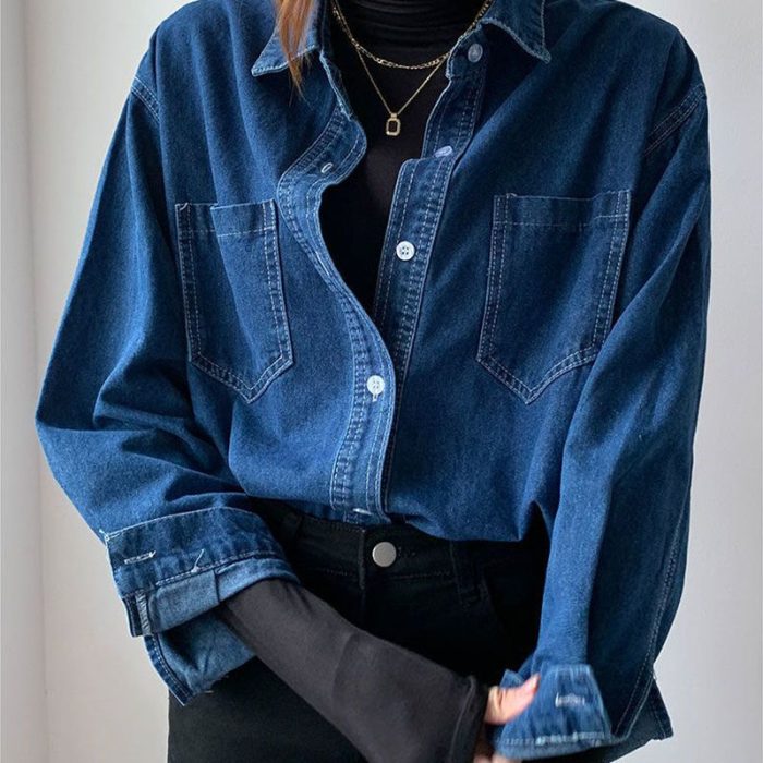 Women's 2025 Denim Utility Shirt - Oversized Layering Piece - Image 2
