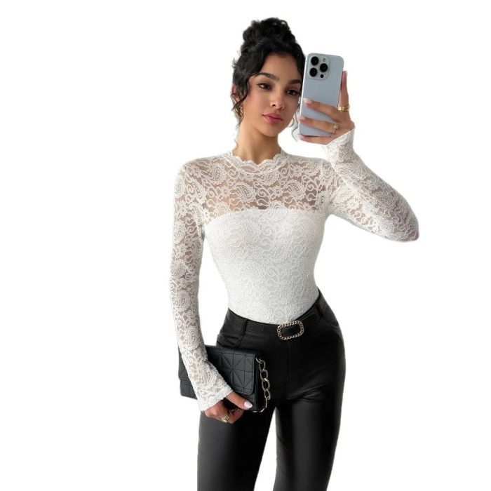 Women's 2025 Fall Long Sleeve Top - Back Lace-Up & Zipper Detail - Image 4