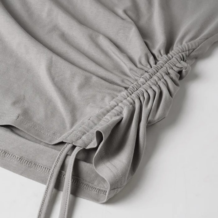 Women's Off-Shoulder T-Shirt with Drawstring - Oversized Slouchy Fit - Image 4