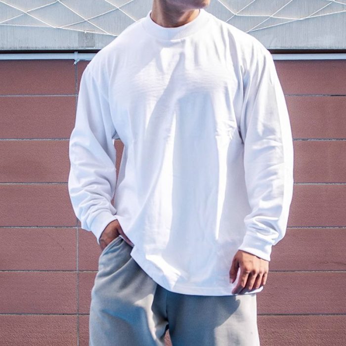 Men's Heavyweight Long Sleeve T-Shirt - Classic Crewneck - Image 1